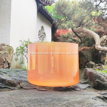 Q're Light Transparent Orange Singing Bowl 432 HZ Crystal Singing Bowls For Healing 8"